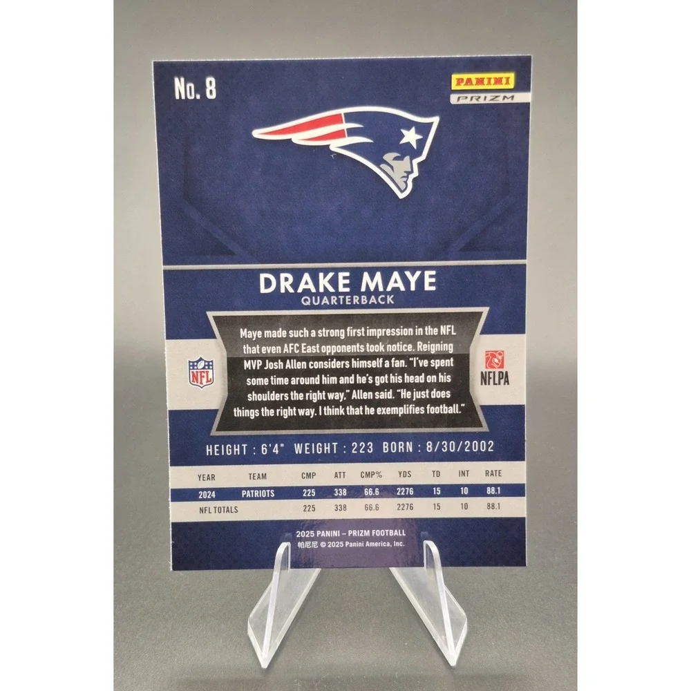 2025 Prizm Drake Maye‎ #8 Throwback No Huddle Disco Silver Prizm Patriots